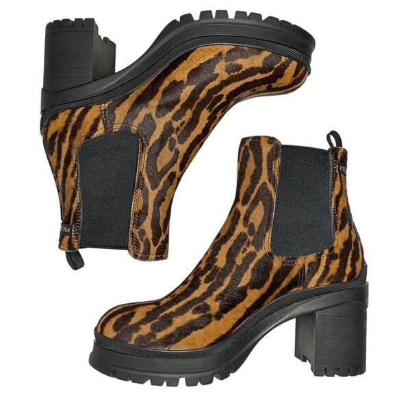 Prada Ocelot-Print Calf Hair Chelsea Boots EU 37.5 Chunky Heeled Animal Print - Picture 5 of 10